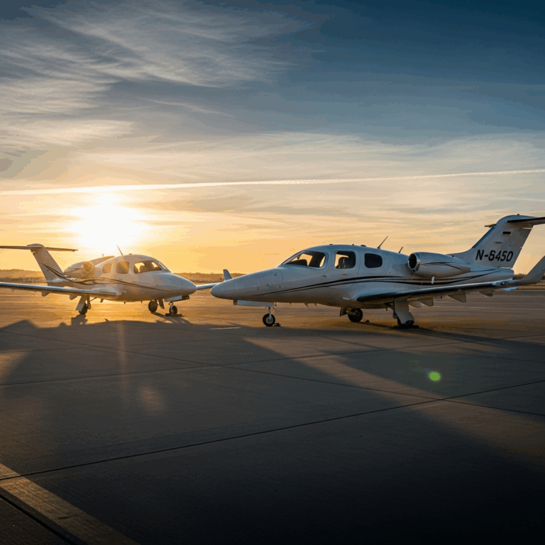 cirrus vision jet and eclipse 550 light jets parked side by 20260331 132640