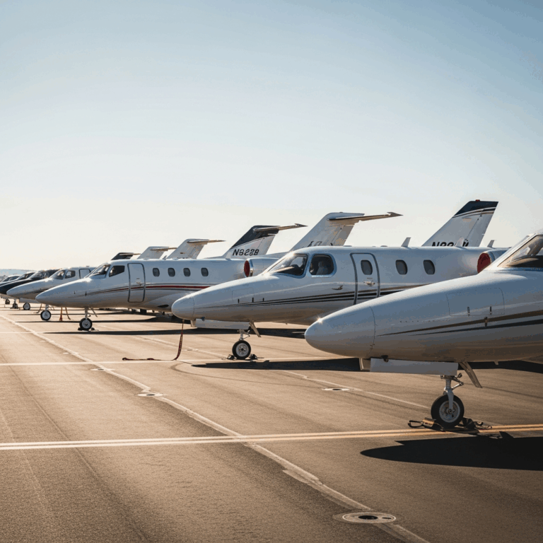 row of modern business jets on airport ramp including hondaj 20260331 132704