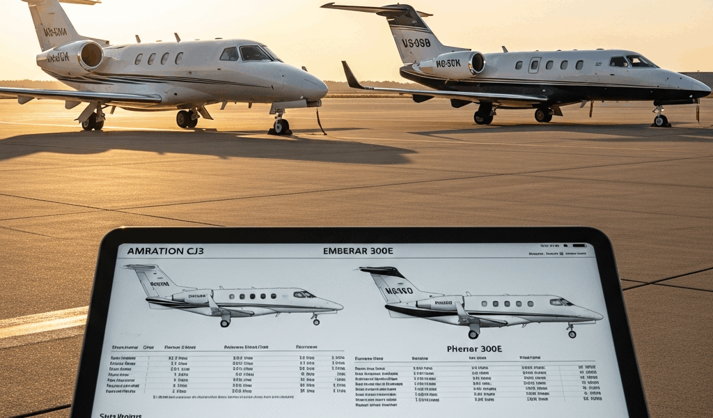 Cessna Citation CJ3 vs Phenom 300E Data Compared