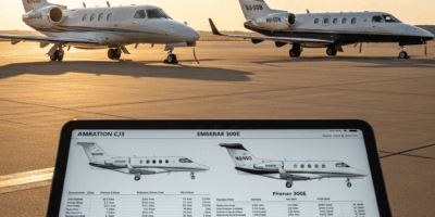 Cessna Citation CJ3 vs Phenom 300E Data Compared