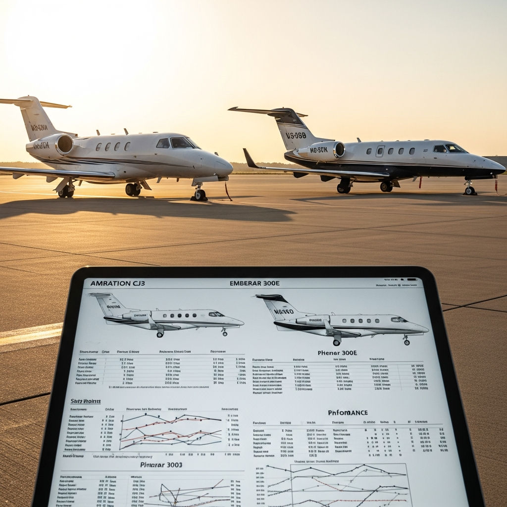 Cessna Citation CJ3 vs Phenom 300E Data Compared